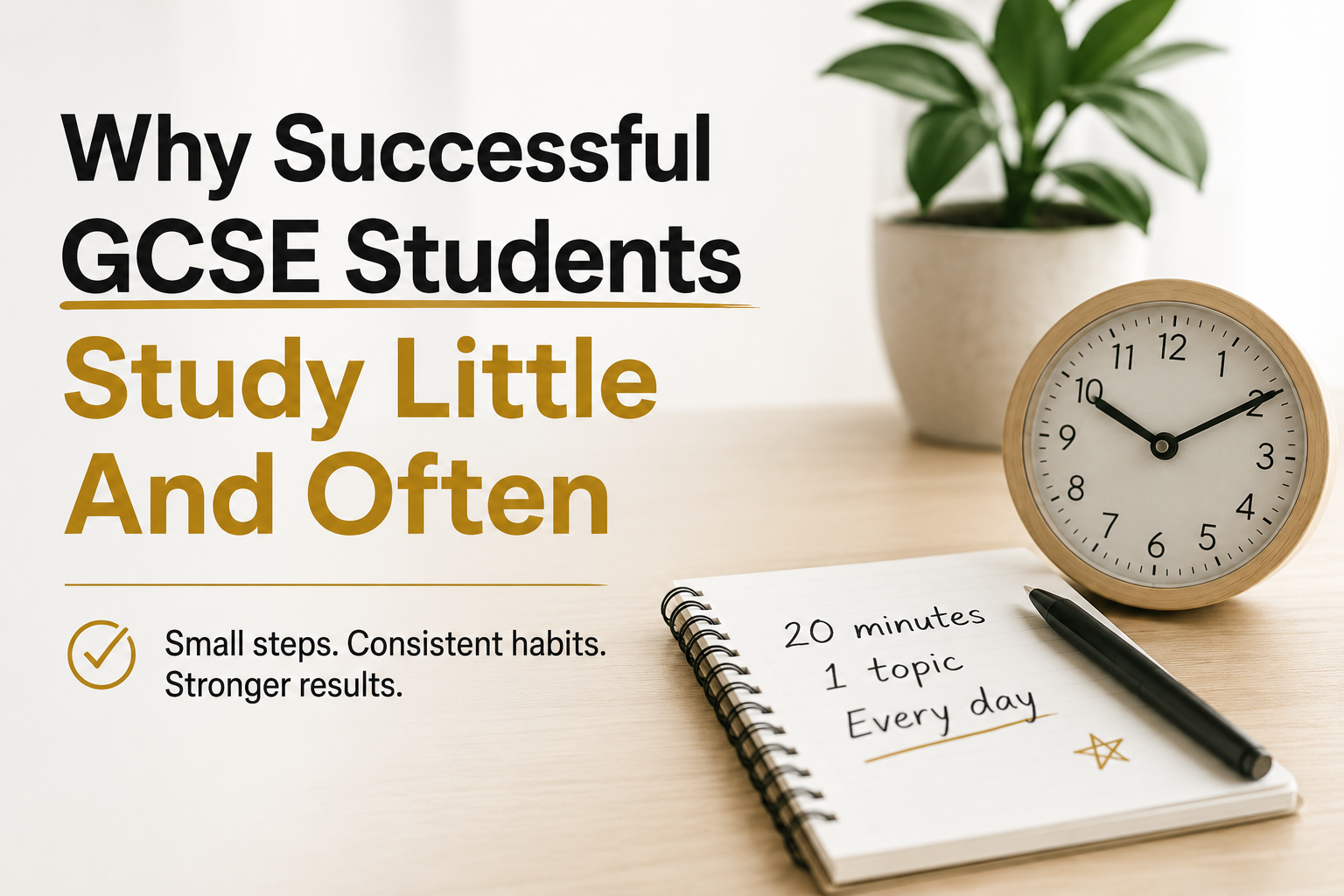 Study little and often for GCSEs with short regular study sessions and consistent learning habits.