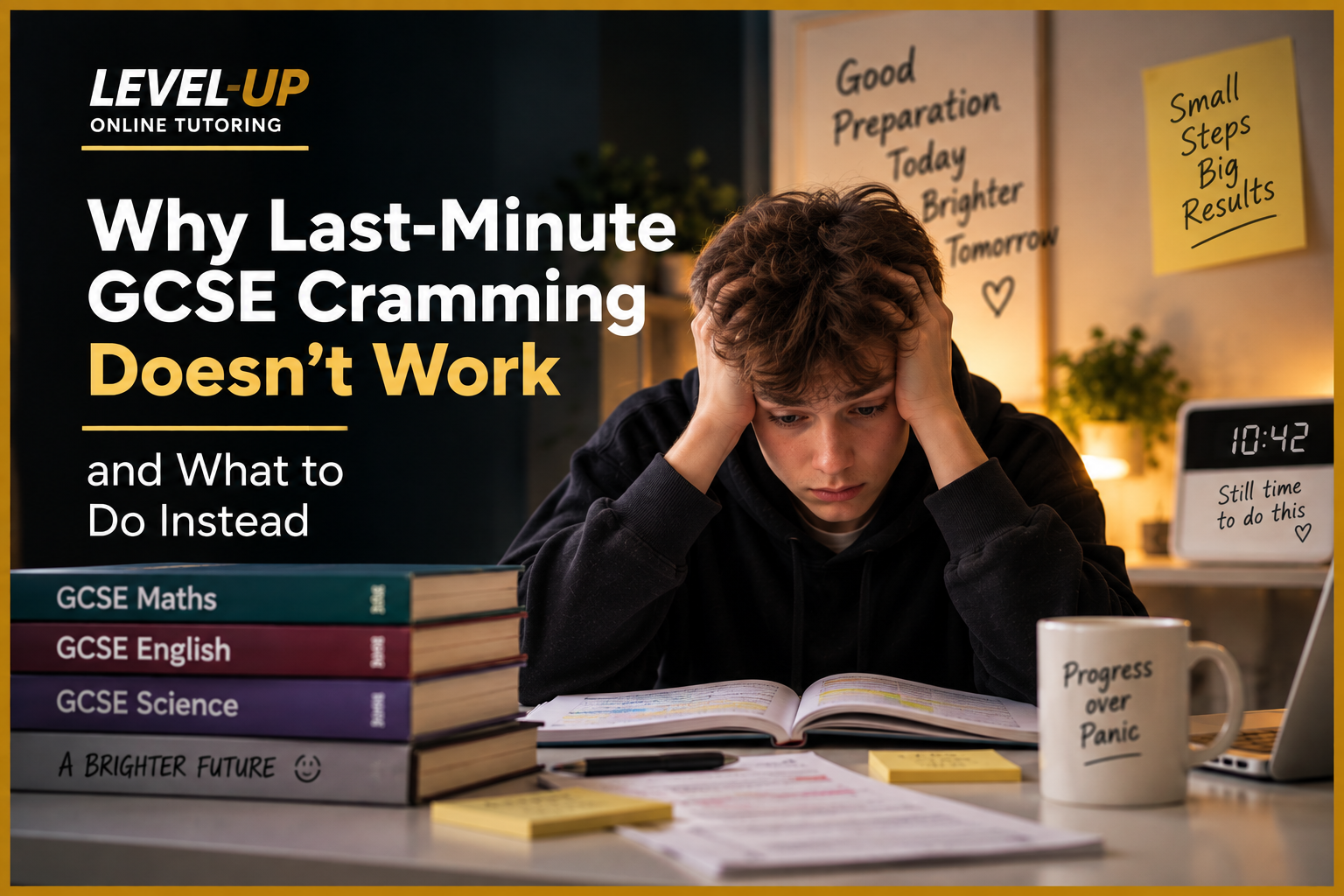 Teenager overwhelmed by last-minute GCSE revision and cramming